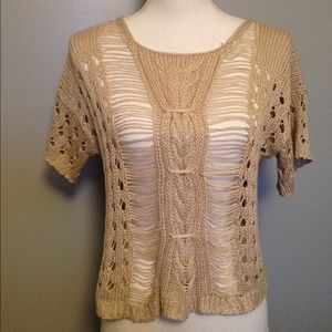 Puff & Bear Crochet Sweater Beige